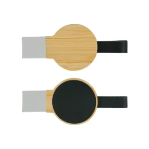 Bamboo Round LED Logo USB Drive – 64GB