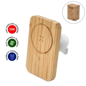 Eco-Friendly Bamboo Wireless Car Charger – 15W