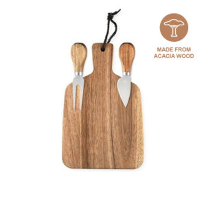 Wood Cutting & Serving Board Set – 2 Knives