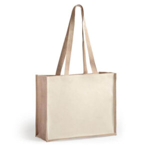 Jute & Canvas Tote Bag with Handles