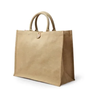 Reusable Jute Shopping Bag with Button Closure