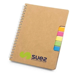 Personalized Spiral Notebook with Sticky Notes & Pen – Recycled Cardboard